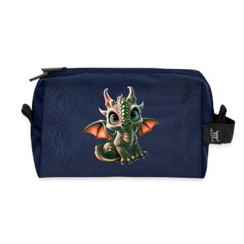 Petit Dragon Ami : Bébé Dragon mignon - Trousse de toilette en tissu recyclé - marine - Devant