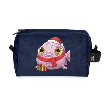 Funny Blobfish - Christmas Time with... - Recycled Toiletry Zip Bag - navy - Front