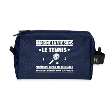 Imagine sans tennis,donne-toi une claque et oublie - Trousse de toilette en tissu recyclé - marine - Devant
