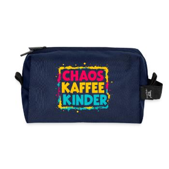 Chaos Kaffee Kinder - Mama lustiger Spruch T-Shirt - Recycelte Kulturtasche - Navy - Vorne