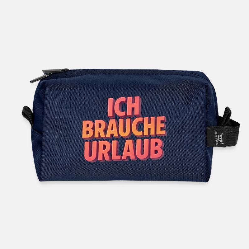 Ich brauche Urlaub 3D Schrift - Recycelte Kulturtasche - Navy