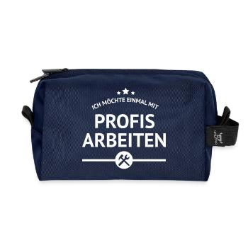 einmal mit Profis arbeiten Spruch Arbeit Job Chef - Recycelte Kulturtasche - Navy - Vorne