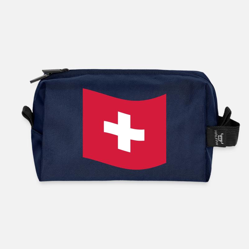 Schweiz, Schweizer Fahne - Recycelte Kulturtasche - Navy