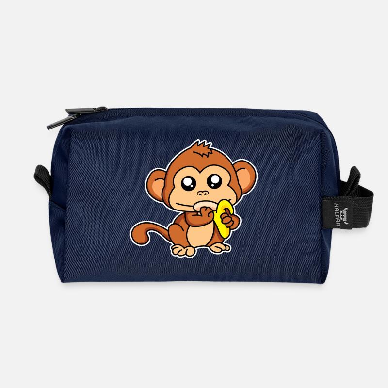 Äffchen-Mahlzeit - Recycelte Kulturtasche - Navy