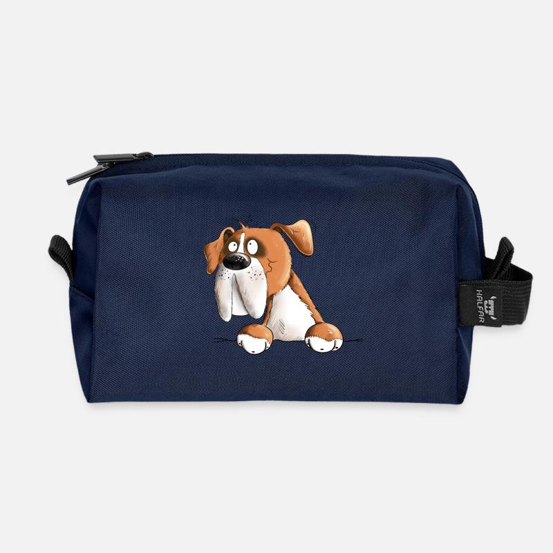 Happy Deutscher Boxer Hund - Recycelte Kulturtasche - Navy