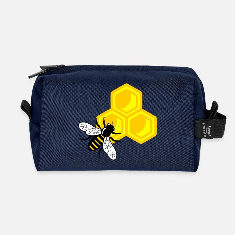Honigbiene auf Wabe - Recycelte Kulturtasche - Navy