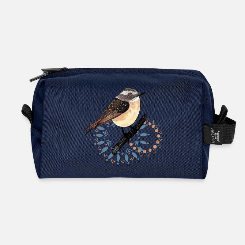 Niedliches Braunkehlchen Vogel 2023 - Recycelte Kulturtasche - Navy