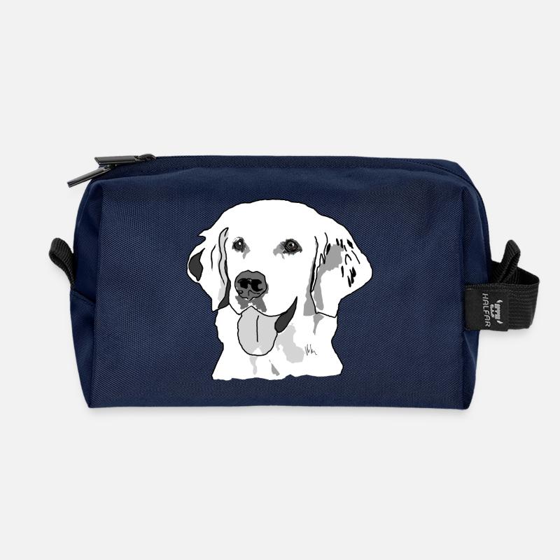 Golden retriever - Recycled Toiletry Zip Bag - navy