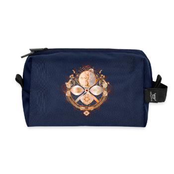 magical amulet, golden tree of life symbol - Recycled Toiletry Zip Bag - navy - Front