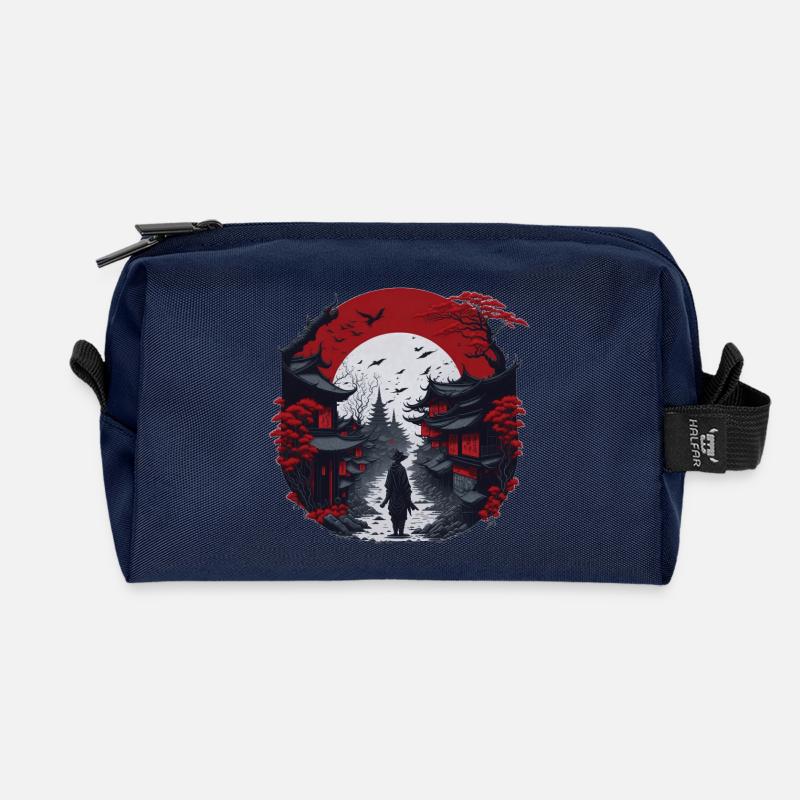 asiatisches Dorf - Recycelte Kulturtasche - Navy