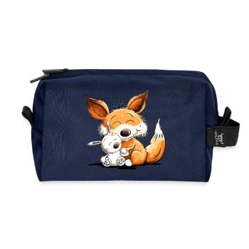 Fuchs Mit Hase Freundschaft Team Wildtier - Recycelte Kulturtasche - Navy - Vorne