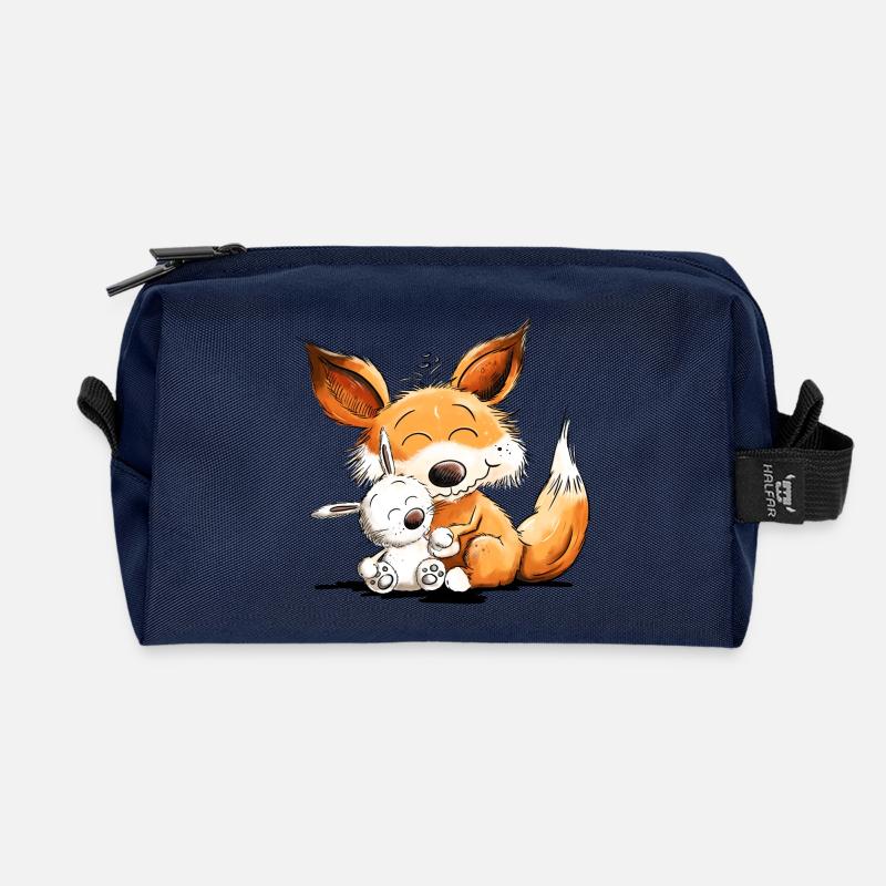 Fuchs Mit Hase Freundschaft Team Wildtier - Recycelte Kulturtasche - Navy