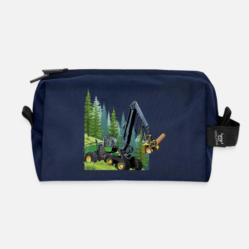 Récolteuse, moissonneuse en forêt - Trousse de toilette en tissu recyclé - marine