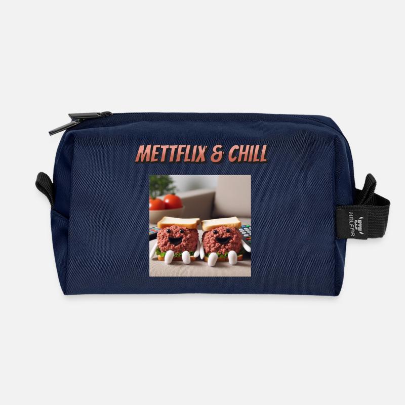 Mettflix & Chill - Recycelte Kulturtasche - Navy