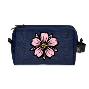 Rosa Blumenpracht - Recycelte Kulturtasche - Navy - Vorne