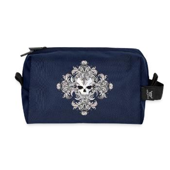 Decorated skull ornament with Gothic flair - Recycled Toiletry Zip Bag - navy - Front