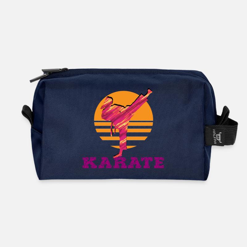 Karate Sonnenuntergang Silhouette - Recycelte Kulturtasche - Navy