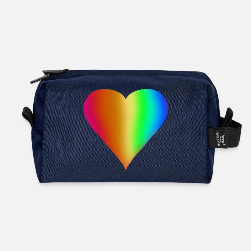 Das Regenbogenherz - Recycelte Kulturtasche - Navy