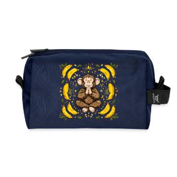 Dankender Affe mit Bananenring - Recycelte Kulturtasche - Navy - Vorne