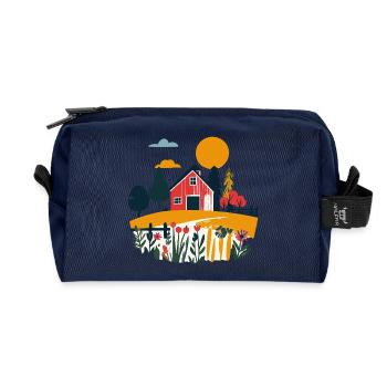 Rote Scheune im Sommerfeld Bauernhof Motiv - Recycelte Kulturtasche - Navy - Vorne