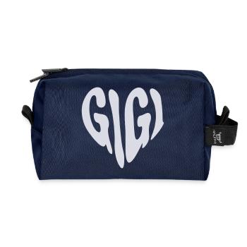Gigi - Small Heart Graphic (Custom Color) - Recycled Toiletry Zip Bag - navy - Front