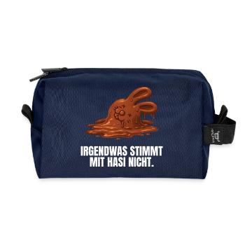 Irgendwas stimmt mit Hasi nicht Ostern - Recycelte Kulturtasche - Navy - Vorne