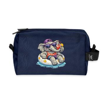 StrandElefant mit Drink - Recycelte Kulturtasche - Navy - Vorne