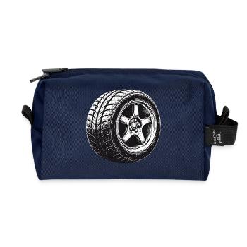 Autoreifen Felge Vintage Motorsport Design  - Recycelte Kulturtasche - Navy - Vorne