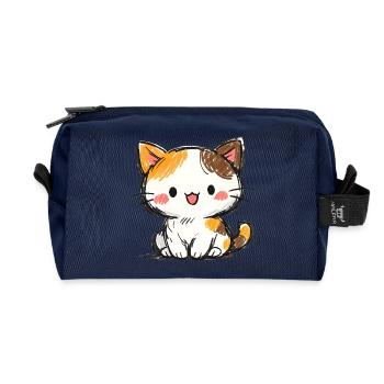 Petit Chaton Chanceux - Trousse de toilette en tissu recyclé - marine - Devant