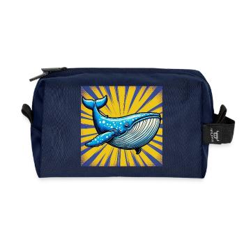 whale - Recycled Toiletry Zip Bag - navy - Front