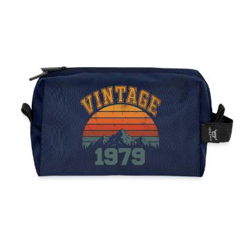 Vintage 1979 Retro Mountain Anniversary 1979 - Recycled Toiletry Zip Bag - navy - Front