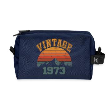 Vintage 1973 Retro Mountain Birthday 1973 - Recycled Toiletry Zip Bag - navy - Front