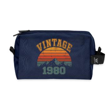 Vintage 1980's Birthday Mountain Retro 1980's - Recycled Toiletry Zip Bag - navy - Front