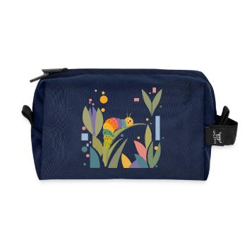 Cheerful colorful caterpillar in rainbow colors - Recycled Toiletry Zip Bag - navy - Front