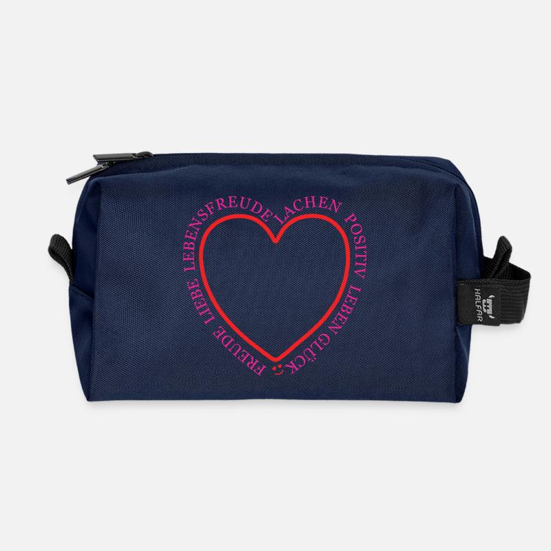 Herzring der Freude - Recycelte Kulturtasche - Navy