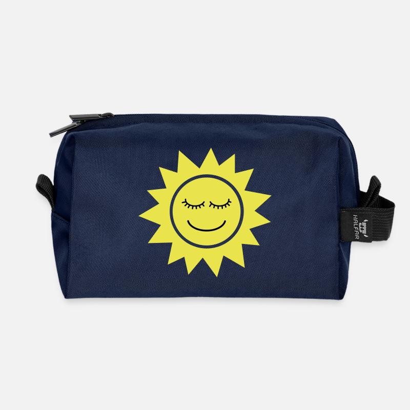 Smiling Sun - Recycled Toiletry Zip Bag - navy