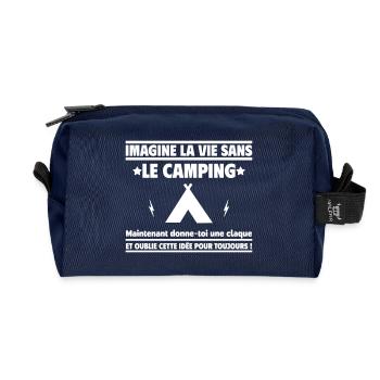 Imagine la vie sans le camping, oublie cette idée - Trousse de toilette en tissu recyclé - marine - Devant