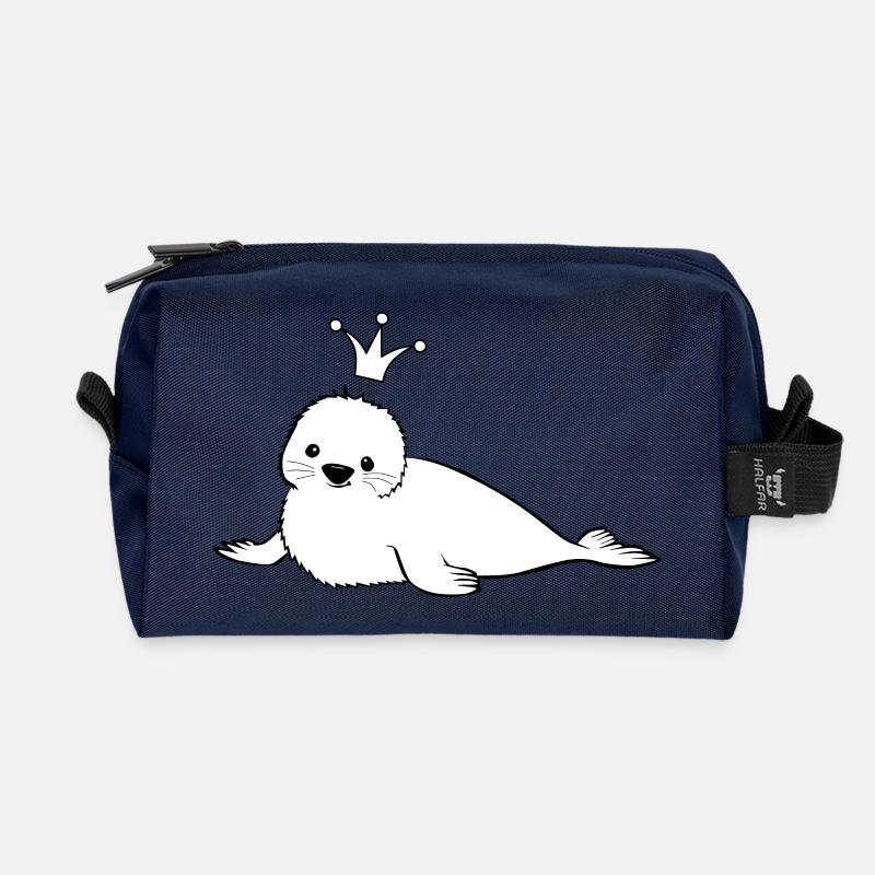 Robbe Design mit Krone - Recycelte Kulturtasche - Navy