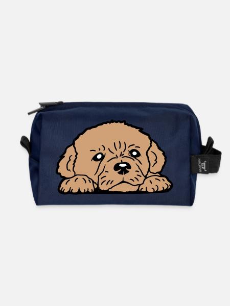 Puppy Dog Lies Good Cute Faithful Sweet Sweet Look - Recycled Toiletry Zip Bag - navy