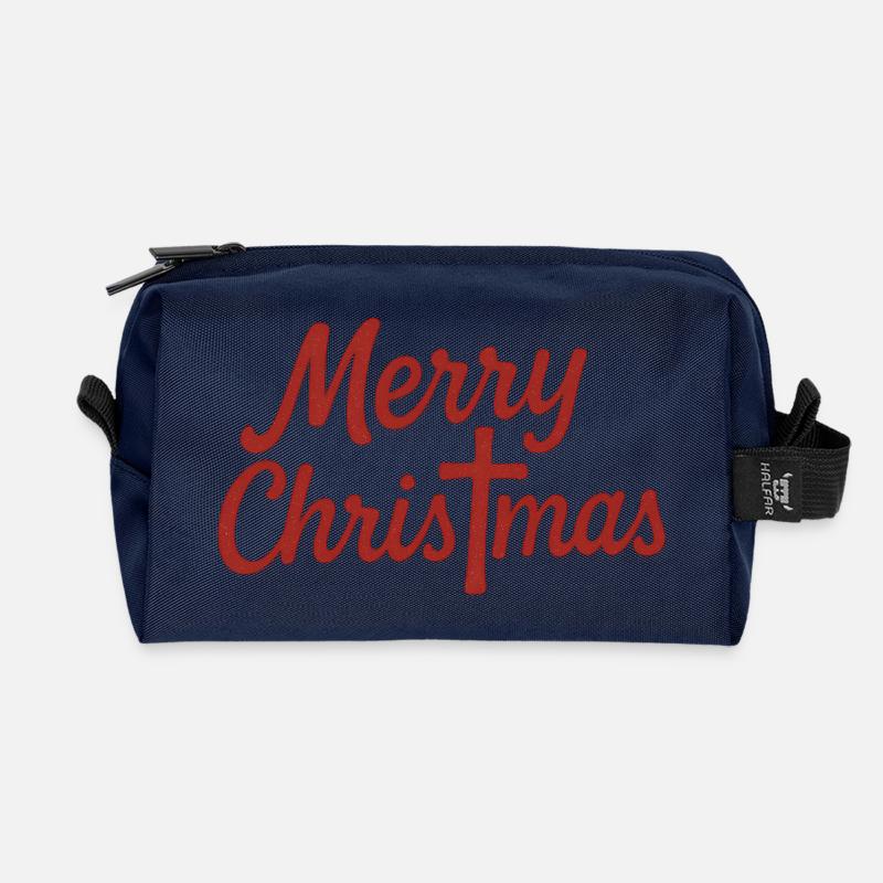 Merry Christmas Kruzifix - Recycelte Kulturtasche - Navy