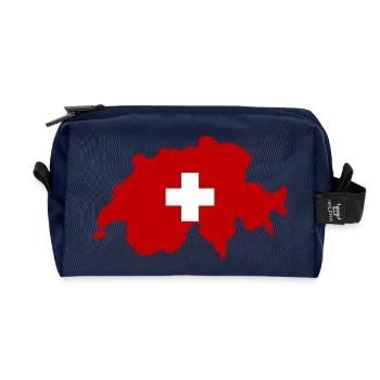 Schweiz Flagge Land Symbol - Recycelte Kulturtasche - Navy - Vorne