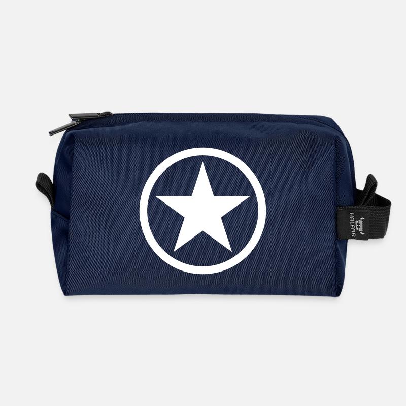 Star in circle - Recycled Toiletry Zip Bag - navy