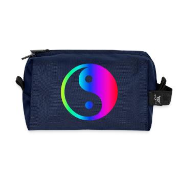 Rainbow Ying Yang - Recycled Toiletry Zip Bag - navy - Front