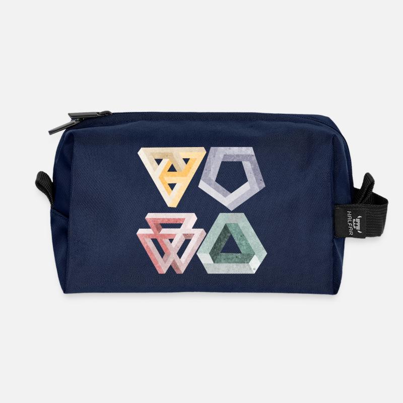 optical illusions - Recycled Toiletry Zip Bag - navy