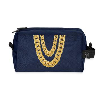 My double gold chain - Recycled Toiletry Zip Bag - navy - Front
