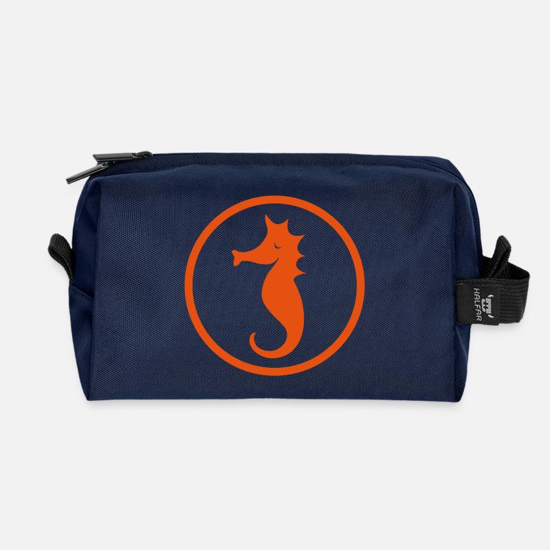 Seepferd - Recycelte Kulturtasche - Navy