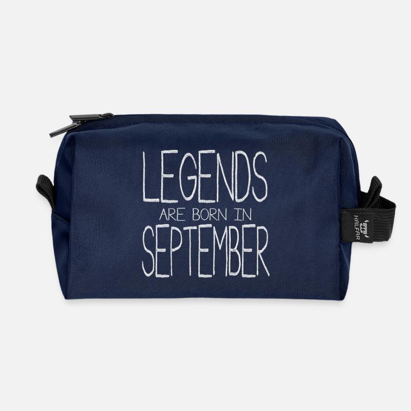 Legends Are Born In September - Recycelte Kulturtasche - Navy