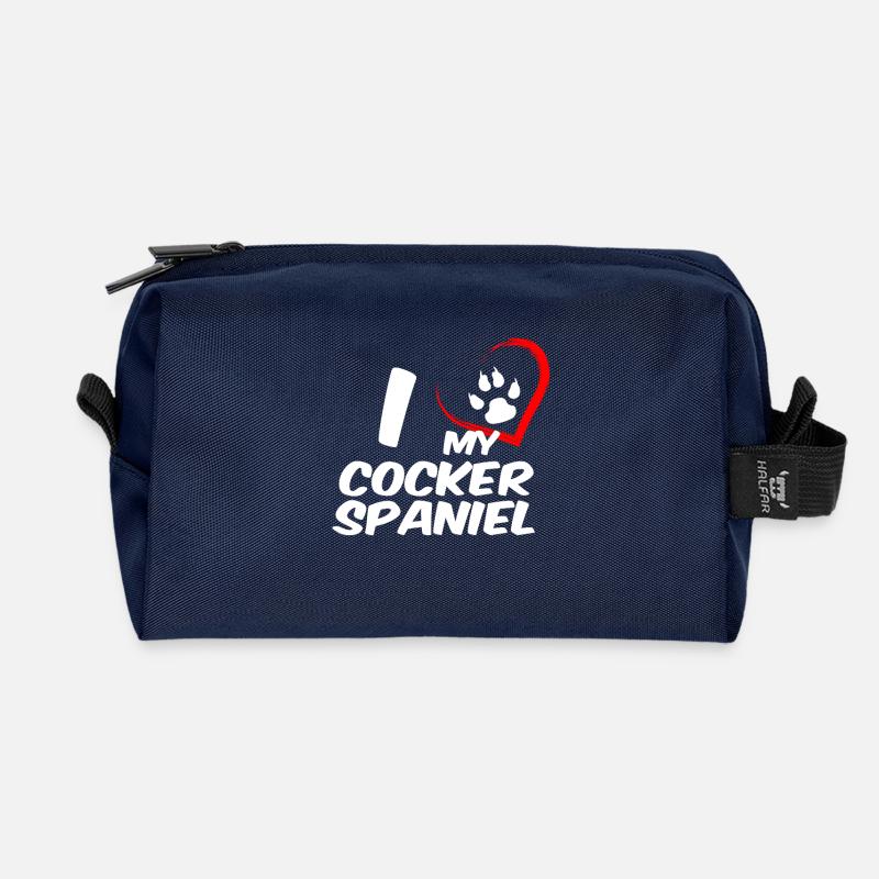 i love my cocker spaniel - Recycled Toiletry Zip Bag - navy