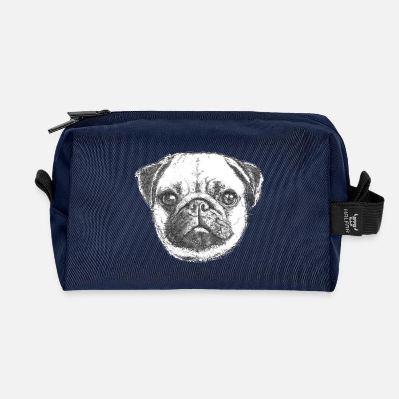 PUG | MOPS - DRAWN - Recycled Toiletry Zip Bag - navy