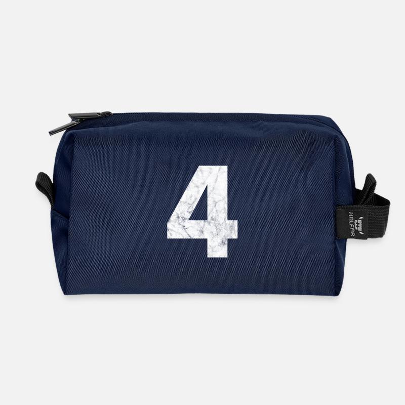 Number 4, number 4, 4, four, number four, four - Recycled Toiletry Zip Bag - navy